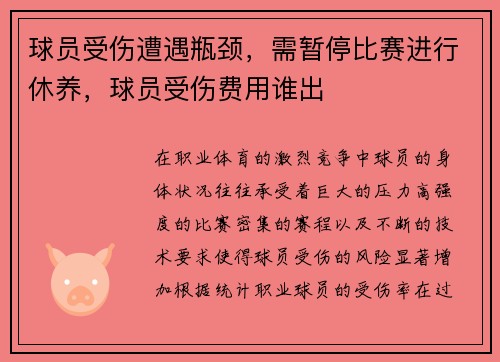 球员受伤遭遇瓶颈，需暂停比赛进行休养，球员受伤费用谁出